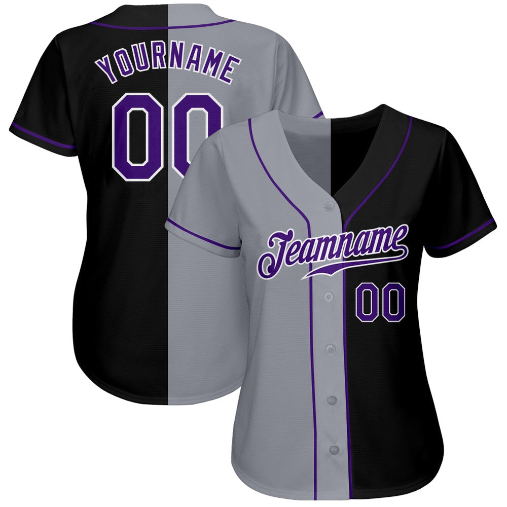 USA Baseball Jersey, Custom Black Purple Gray Authentic Split Fashion Baseball Jersey, Team Jerseys Baseball