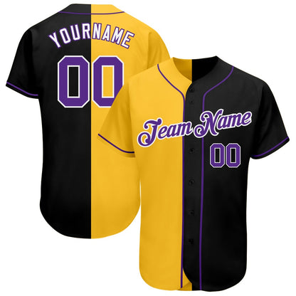 USA Baseball Jersey, Custom Black Purple Yellow Authentic Split Fashion Baseball Jersey, Team Jerseys Baseball