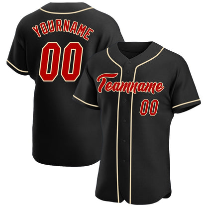USA Baseball Jersey, Custom Black Red Cream Authentic Baseball Jersey, Team Jerseys Baseball