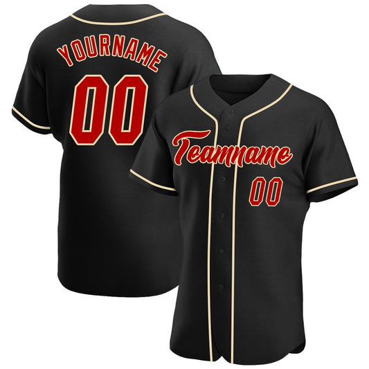 USA Baseball Jersey, Custom Black Red Cream Authentic Baseball Jersey, Team Jerseys Baseball