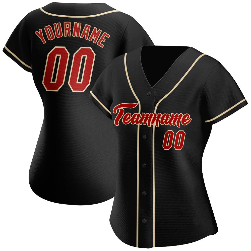 USA Baseball Jersey, Custom Black Red Cream Authentic Baseball Jersey, Team Jerseys Baseball