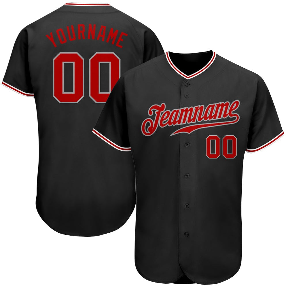 USA Baseball Jersey, Custom Black Red Gray Authentic Baseball Jersey, Team Jerseys Baseball