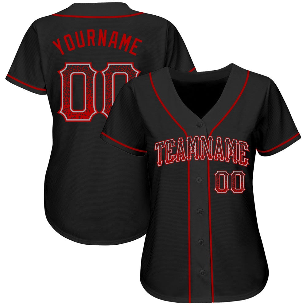 USA Baseball Jersey, Custom Black Red Gray Authentic Drift Fashion Baseball Jersey, Team Jerseys Baseball