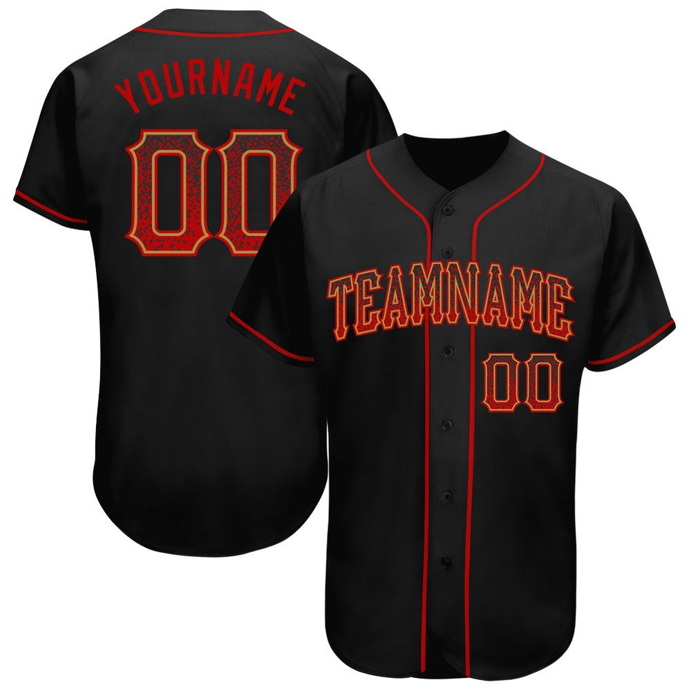 USA Baseball Jersey, Custom Black Red Old Gold Authentic Drift Fashion Baseball Jersey, Team Jerseys Baseball