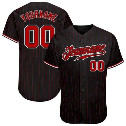 USA Baseball Jersey, Custom Black Red Pinstripe Red White Authentic Baseball Jersey, Team Jerseys Baseball