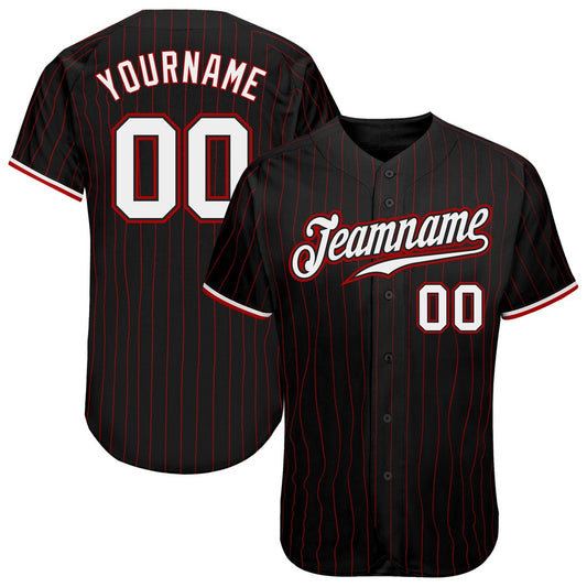 USA Baseball Jersey, Custom Black Red Pinstripe White Red Authentic Baseball Jersey, Team Jerseys Baseball