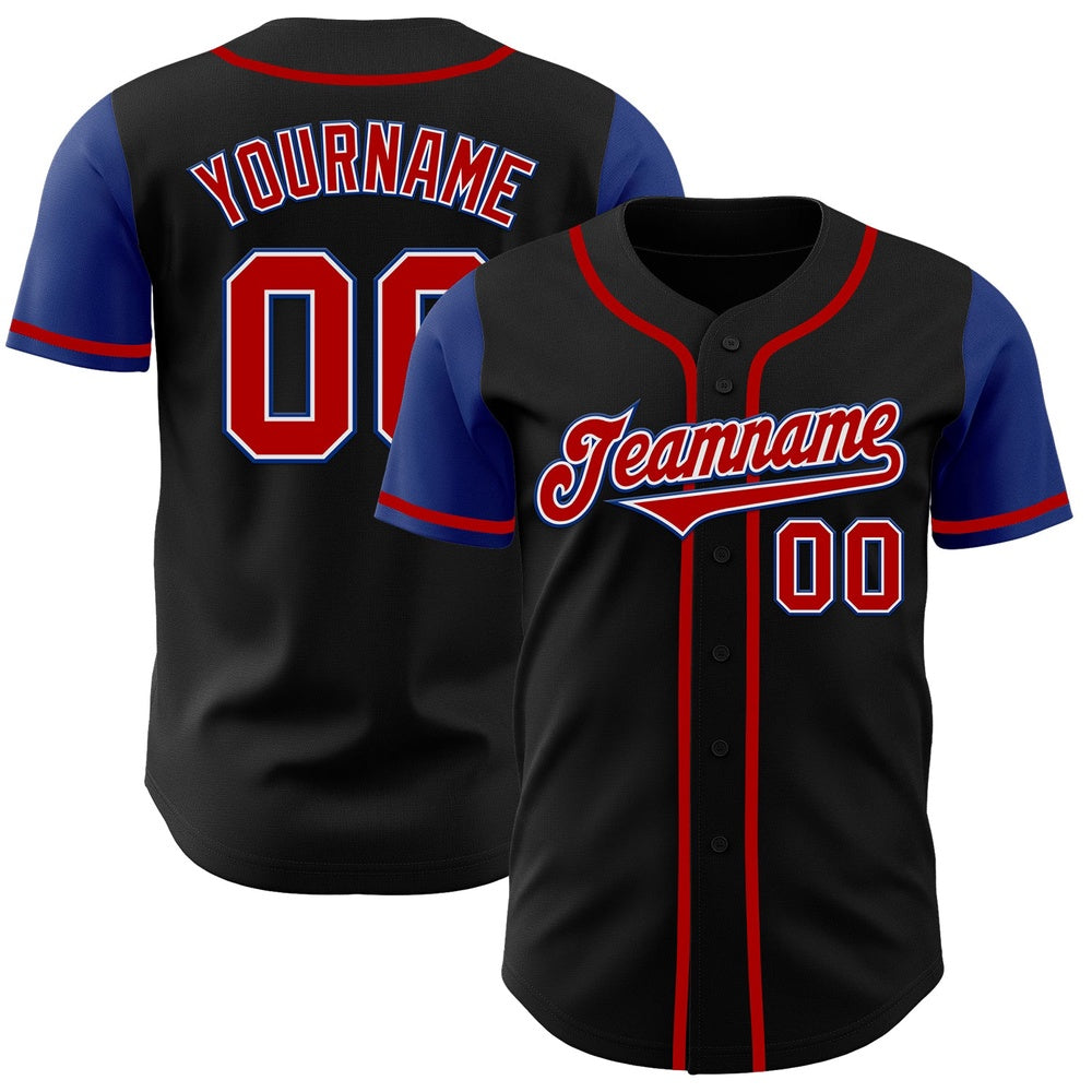 USA Baseball Jersey, Custom Black Red Royal Authentic Two Tone Baseball Jersey, Team Jerseys Baseball