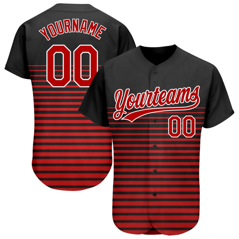USA Baseball Jersey, Custom Black Red White 3D Pattern Design Authentic Baseball Jersey, Team Jerseys Baseball