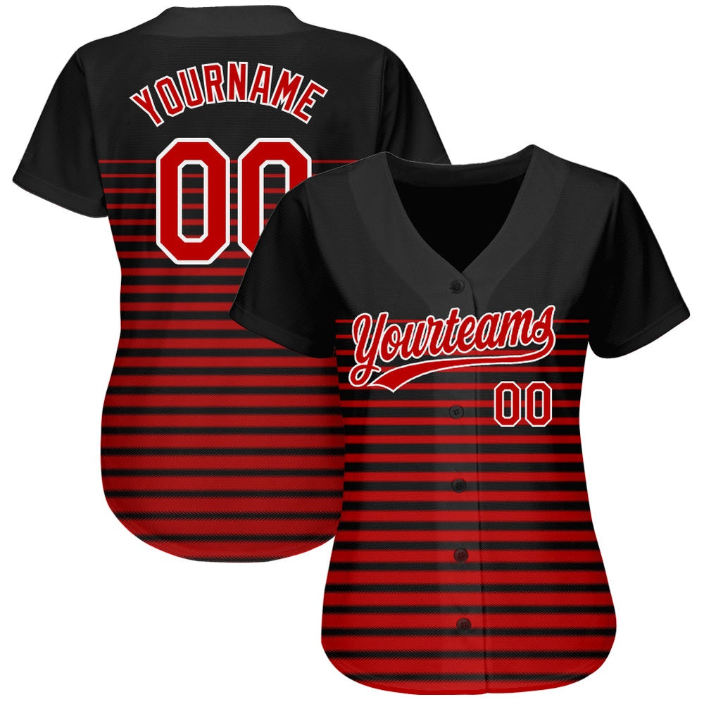 USA Baseball Jersey, Custom Black Red White 3D Pattern Design Authentic Baseball Jersey, Team Jerseys Baseball
