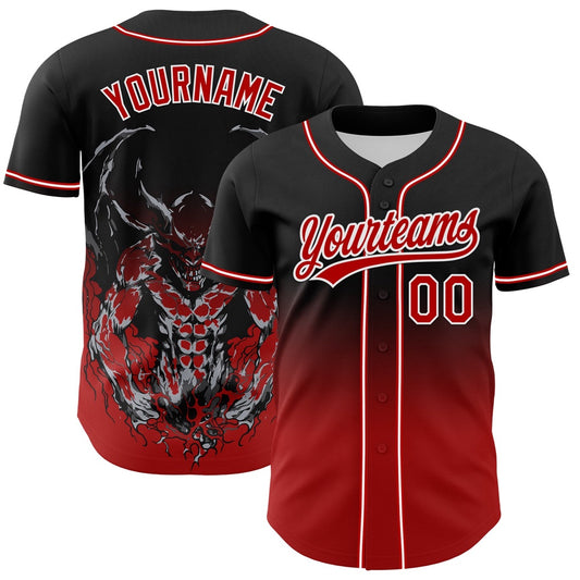 USA Baseball Jersey, Custom Black Red White 3D Pattern Halloween Skull Authentic Baseball Jersey, Team Jerseys Baseball