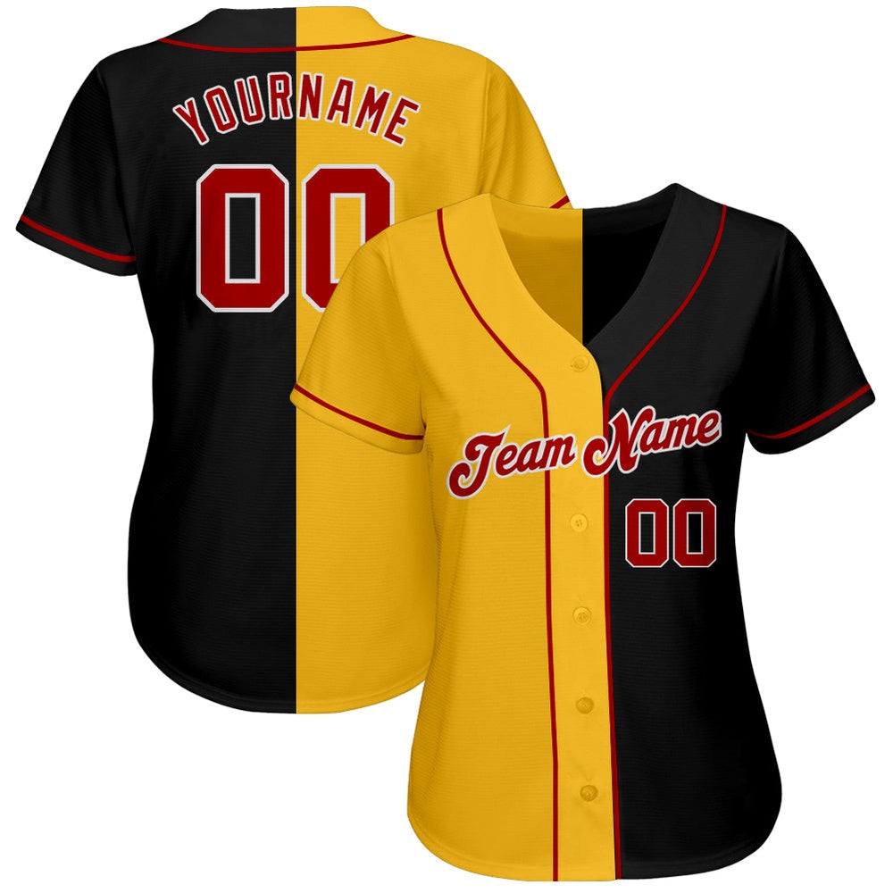 USA Baseball Jersey, Custom Black Red Yellow Authentic Split Fashion Baseball Jersey, Team Jerseys Baseball