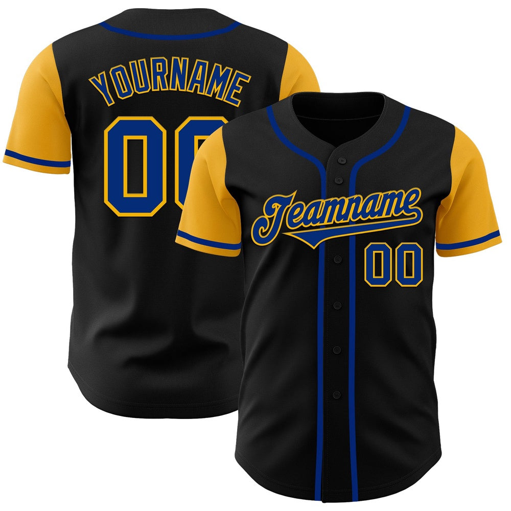 USA Baseball Jersey, Custom Black Royal Gold Authentic Two Tone Baseball Jersey, Team Jerseys Baseball