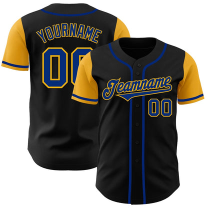 USA Baseball Jersey, Custom Black Royal Gold Authentic Two Tone Baseball Jersey, Team Jerseys Baseball