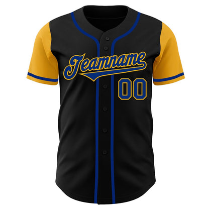 USA Baseball Jersey, Custom Black Royal Gold Authentic Two Tone Baseball Jersey, Team Jerseys Baseball