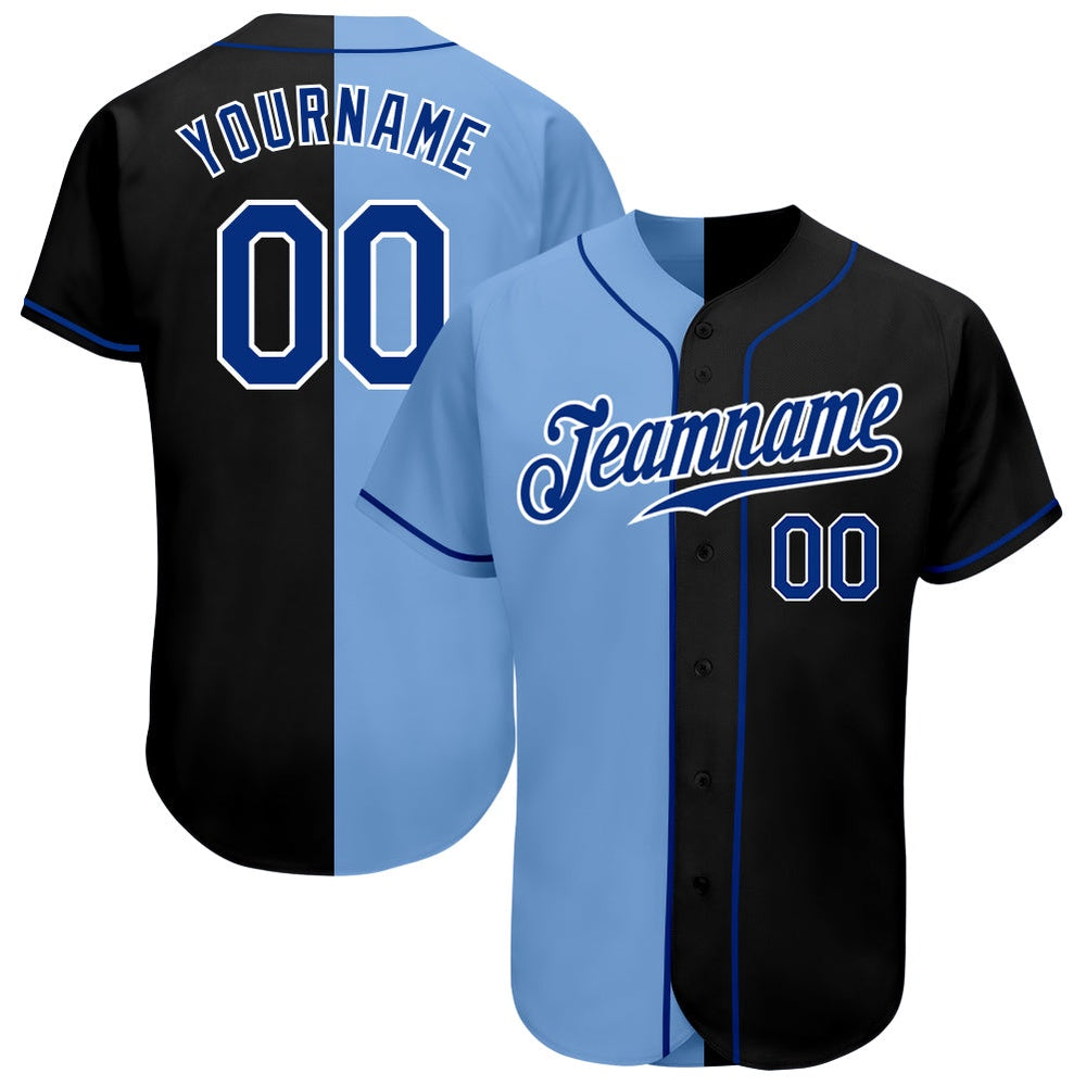 USA Baseball Jersey, Custom Black Royal Light Blue Authentic Split Fashion Baseball Jersey, Team Jerseys Baseball