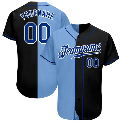 USA Baseball Jersey, Custom Black Royal Light Blue Authentic Split Fashion Baseball Jersey, Team Jerseys Baseball