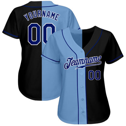USA Baseball Jersey, Custom Black Royal Light Blue Authentic Split Fashion Baseball Jersey, Team Jerseys Baseball