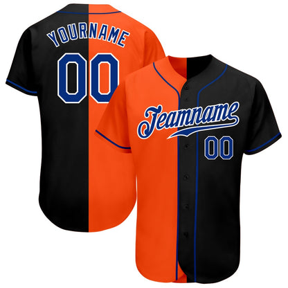 USA Baseball Jersey, Custom Black Royal Orange Authentic Split Fashion Baseball Jersey, Team Jerseys Baseball