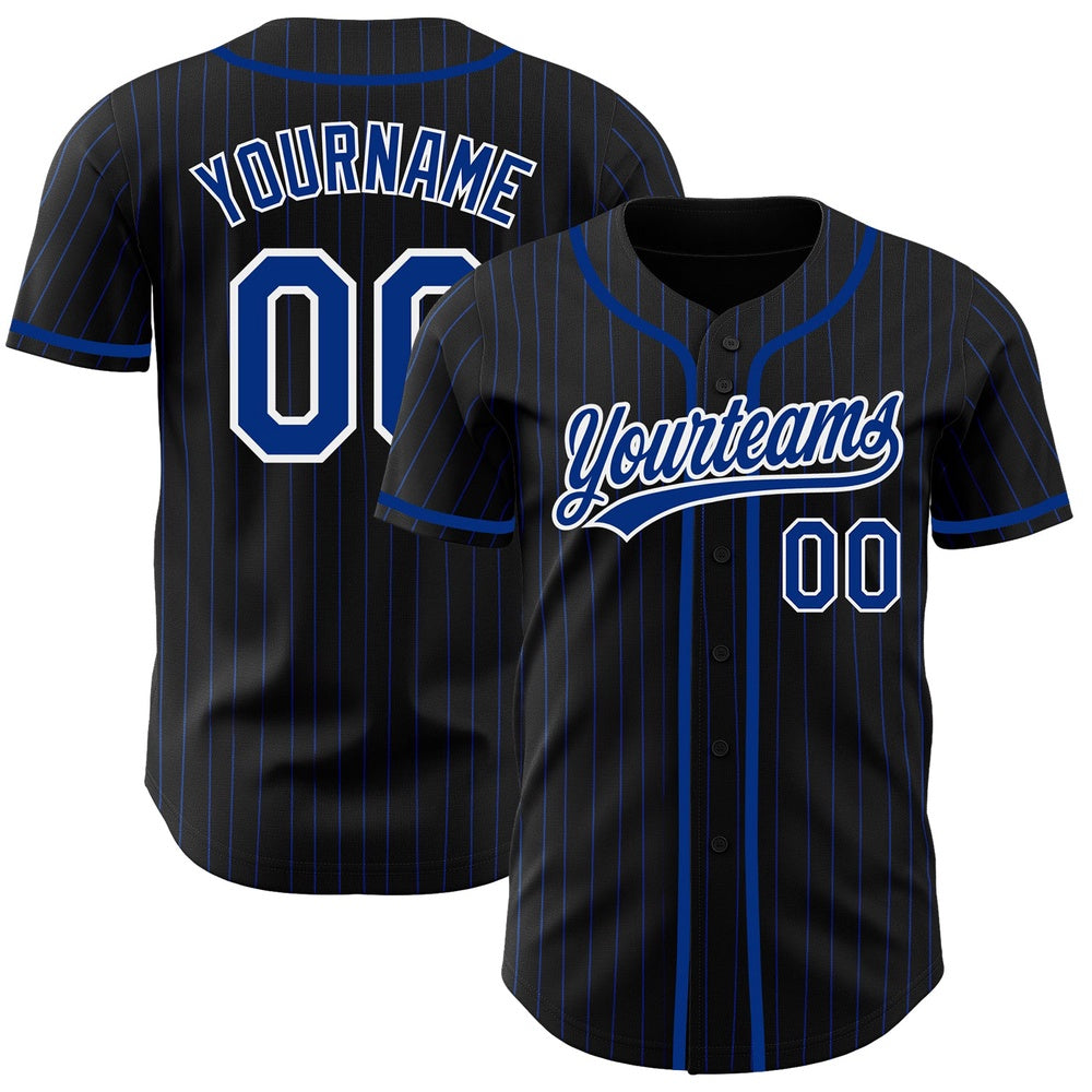 USA Baseball Jersey, Custom Black Royal Pinstripe Royal White Authentic Baseball Jersey, Team Jerseys Baseball