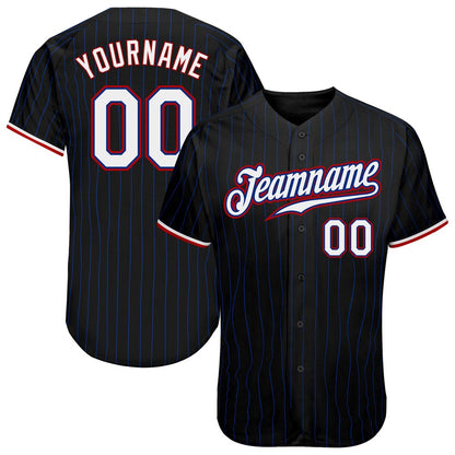 USA Baseball Jersey, Custom Black Royal Pinstripe White Red Authentic Baseball Jersey, Team Jerseys Baseball