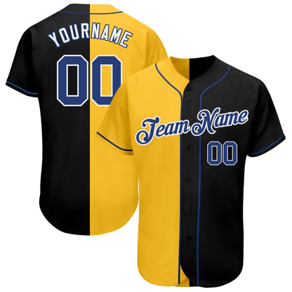 USA Baseball Jersey, Custom Black Royal Yellow Authentic Split Fashion Baseball Jersey, Team Jerseys Baseball