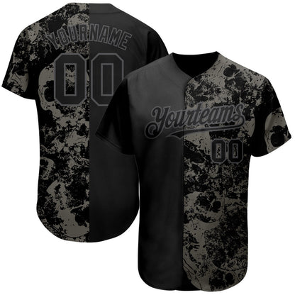 USA Baseball Jersey, Custom Black Steel Gray 3D Skull Fashion Authentic Baseball Jersey, Team Jerseys Baseball