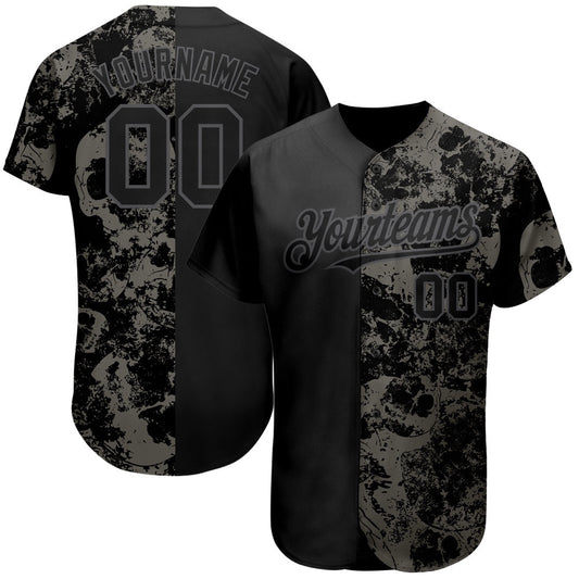 USA Baseball Jersey, Custom Black Steel Gray 3D Skull Fashion Authentic Baseball Jersey, Team Jerseys Baseball
