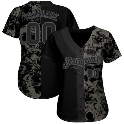 USA Baseball Jersey, Custom Black Steel Gray 3D Skull Fashion Authentic Baseball Jersey, Team Jerseys Baseball