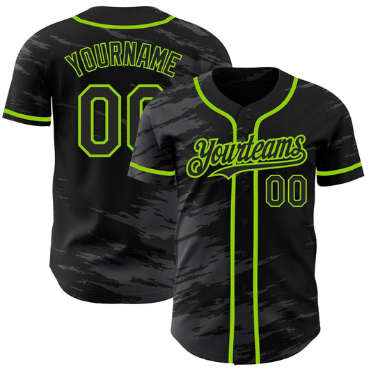 USA Baseball Jersey, Custom Black Steel Gray Splash Ink Neon Green Authentic Baseball Jersey, Team Jerseys Baseball