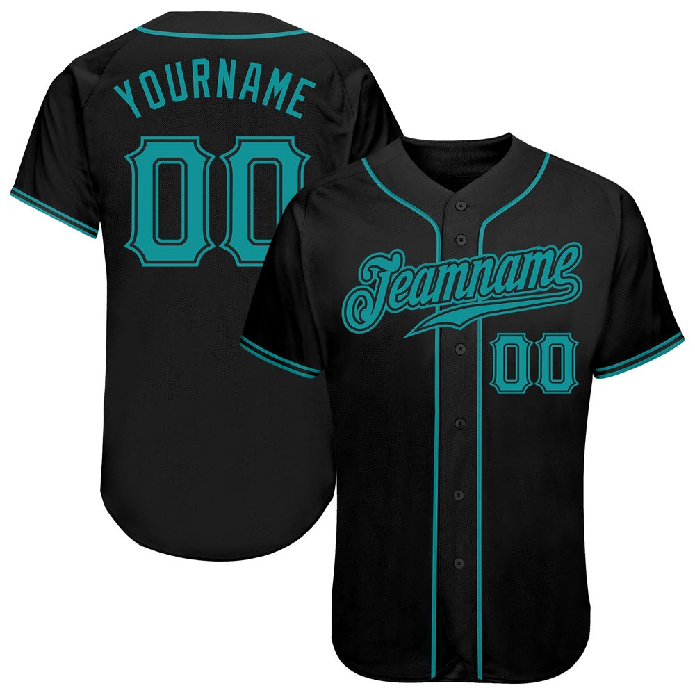USA Baseball Jersey, Custom Black Teal Authentic Baseball Jersey, Team Jerseys Baseball