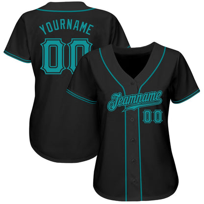 USA Baseball Jersey, Custom Black Teal Authentic Baseball Jersey, Team Jerseys Baseball