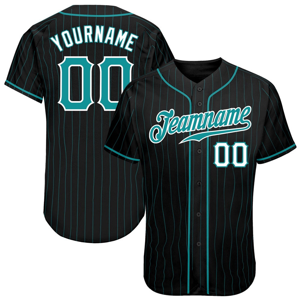 USA Baseball Jersey, Custom Black Teal Pinstripe Teal White Authentic Baseball Jersey, Team Jerseys Baseball