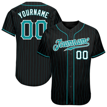 USA Baseball Jersey, Custom Black Teal Pinstripe Teal White Authentic Baseball Jersey, Team Jerseys Baseball