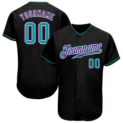 USA Baseball Jersey, Custom Black Teal Purple Authentic Baseball Jersey, Team Jerseys Baseball
