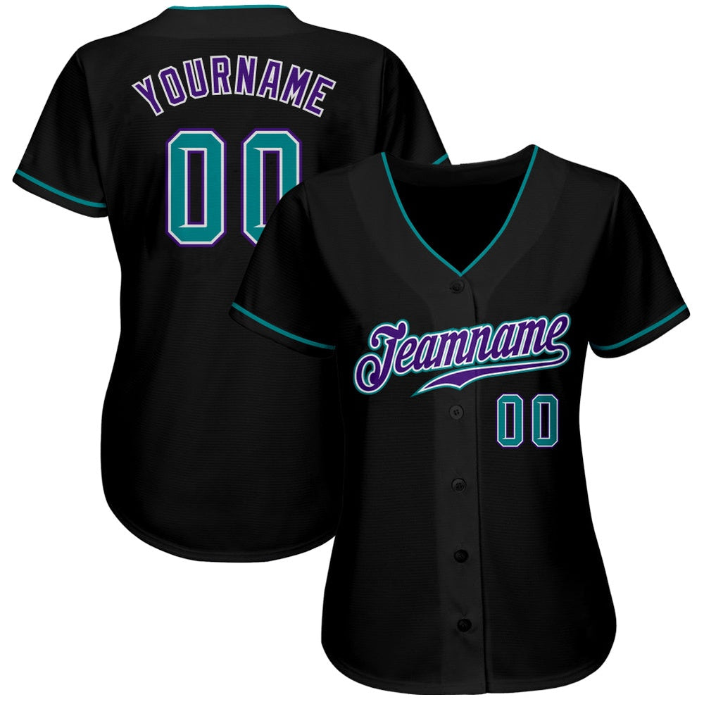 USA Baseball Jersey, Custom Black Teal Purple Authentic Baseball Jersey, Team Jerseys Baseball