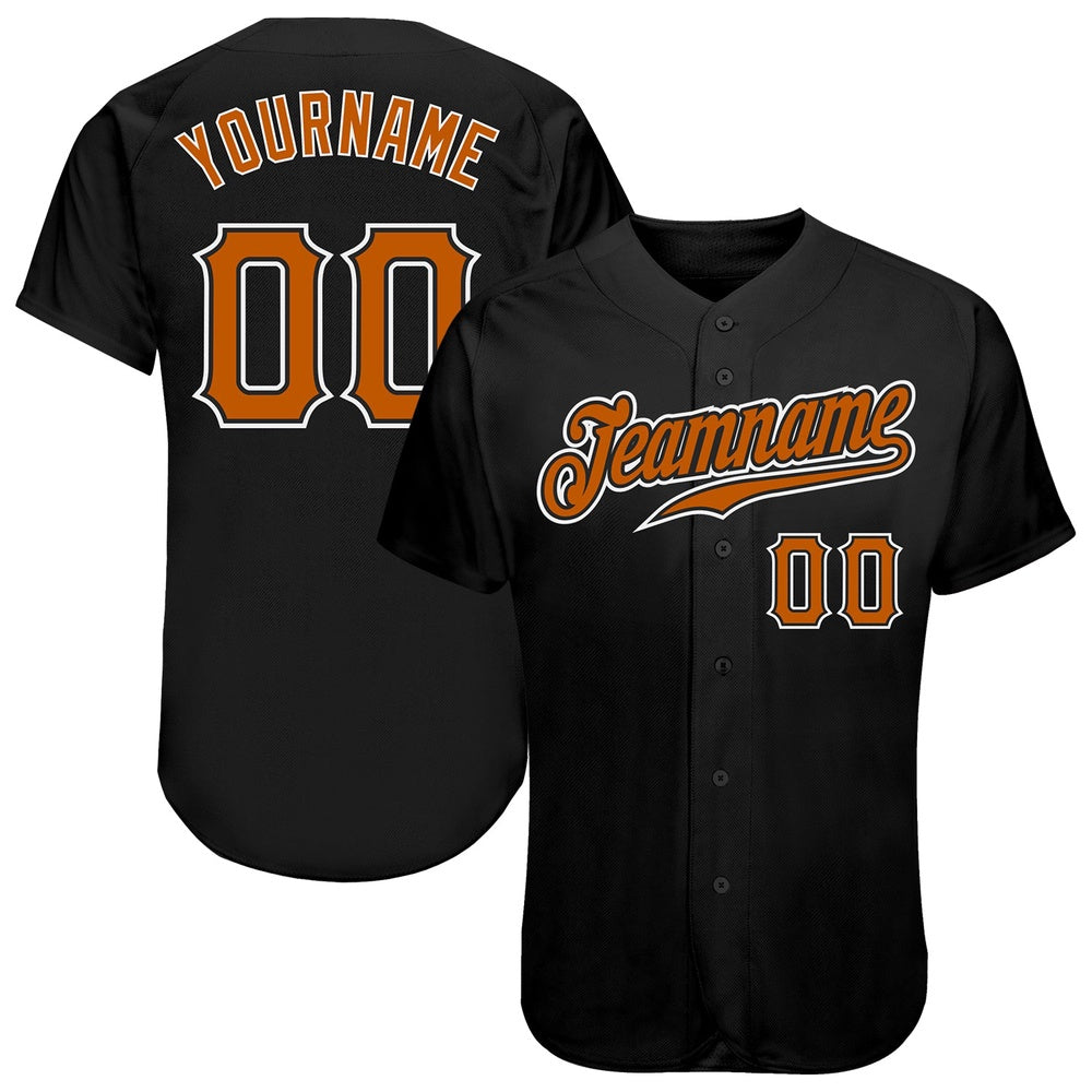 USA Baseball Jersey, Custom Black Texas Orange White Authentic Baseball Jersey, Team Jerseys Baseball