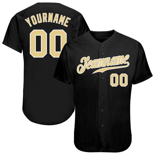 USA Baseball Jersey, Custom Black Vegas Gold White Authentic Baseball Jersey, Team Jerseys Baseball