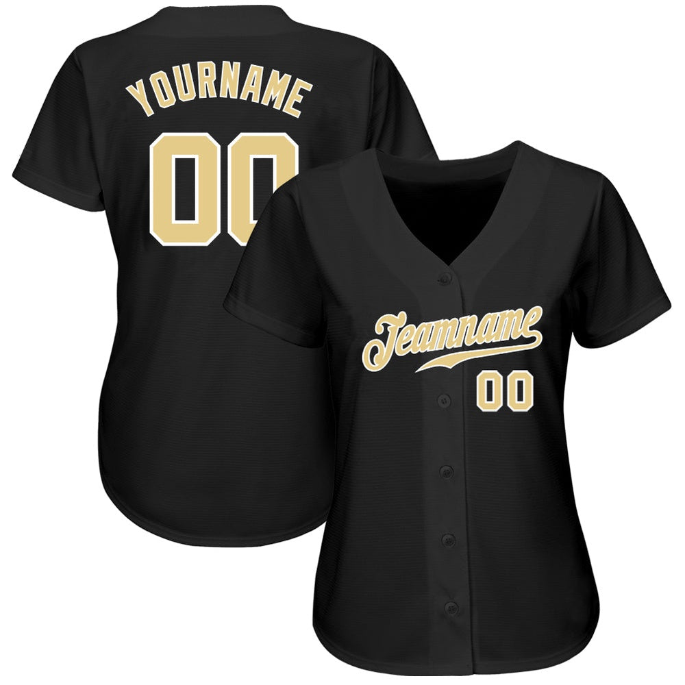 USA Baseball Jersey, Custom Black Vegas Gold White Authentic Baseball Jersey, Team Jerseys Baseball