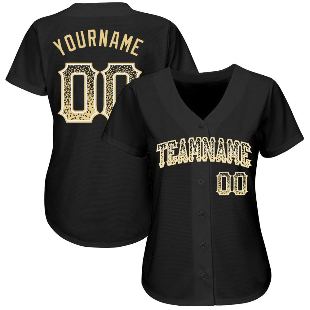 USA Baseball Jersey, Custom Black Vegas Gold White Authentic Drift Fashion Baseball Jersey, Team Jerseys Baseball