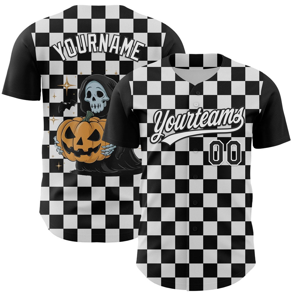 USA Baseball Jersey, Custom Black White 3D Halloween Authentic Baseball Jersey, Team Jerseys Baseball