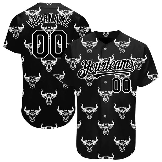 USA Baseball Jersey, Custom Black White 3D Pattern Design Ox Authentic Baseball Jersey, Team Jerseys Baseball