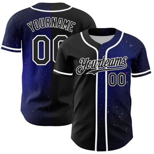 USA Baseball Jersey, Custom Black White 3D Pattern Design Rave Galaxy Star Authentic Baseball Jersey, Team Jerseys Baseball
