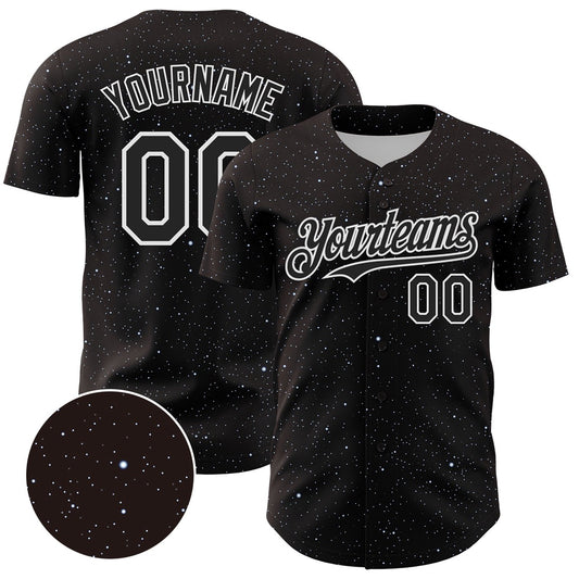 USA Baseball Jersey, Custom Black White 3D Pattern Design Starry Sky Authentic Baseball Jersey, Team Jerseys Baseball
