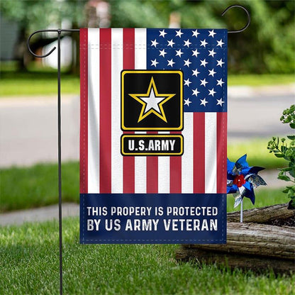 US Army Veteran Flag, This propery is protected Army Flag, US Army Garden Flag, Army Retired Flag