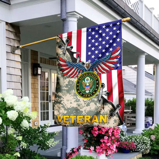 US Army Veteran Flag, United States Army Veteran American US Flag, US Army Garden Flag, Army Retired Flag