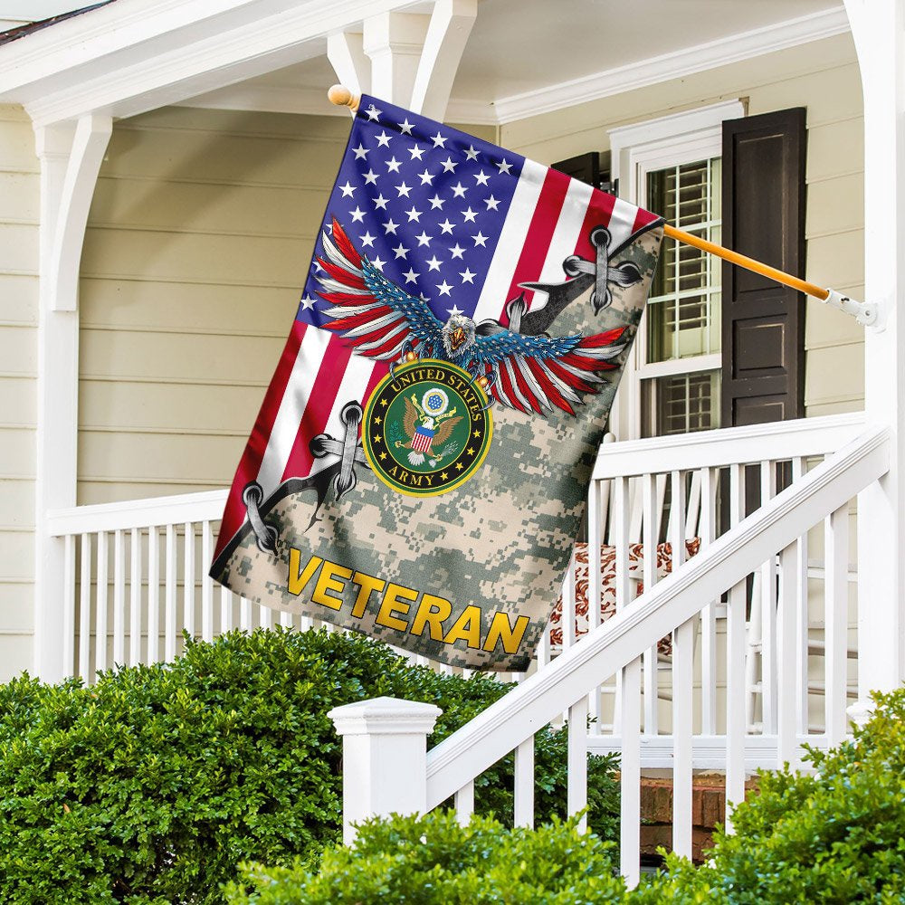 US Army Veteran Flag, United States Army Veteran American US Flag, US Army Garden Flag, Army Retired Flag