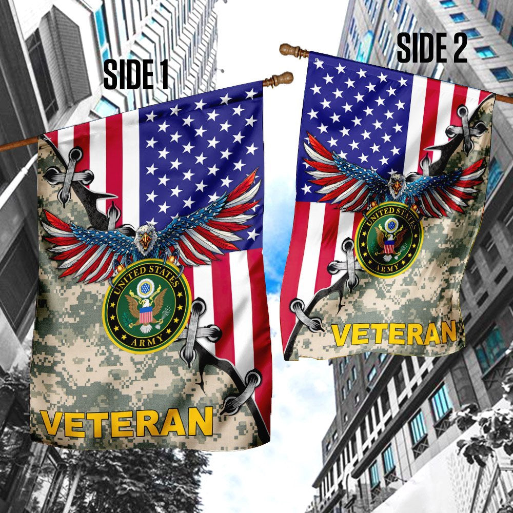 US Army Veteran Flag, United States Army Veteran American US Flag, US Army Garden Flag, Army Retired Flag