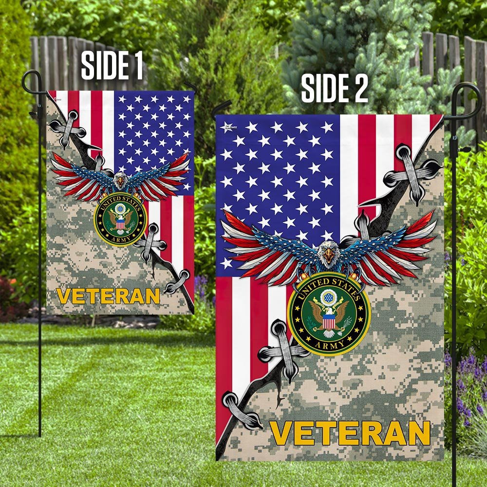 US Army Veteran Flag, United States Army Veteran American US Flag, US Army Garden Flag, Army Retired Flag