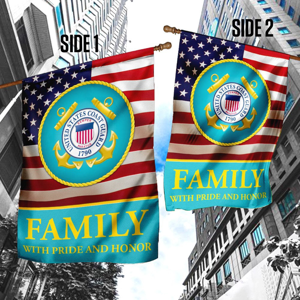 US Coast Guard Flag, Family With Pride And Honor Us Coast Guard Flag, Coastal American Flag, Veteran Day Gift