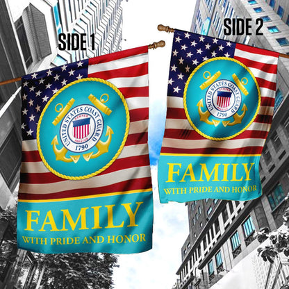 US Coast Guard Flag, Family With Pride And Honor Us Coast Guard Flag, Coastal American Flag, Veteran Day Gift